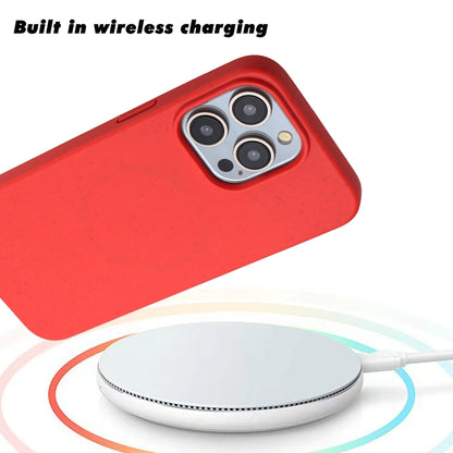 For iPhone 14 Pro Max Wheat MagSafe Magnetic Straw Material + TPU Phone Case(Red) - iPhone 14 Pro Max Cases by buy2fix | Online Shopping UK | buy2fix