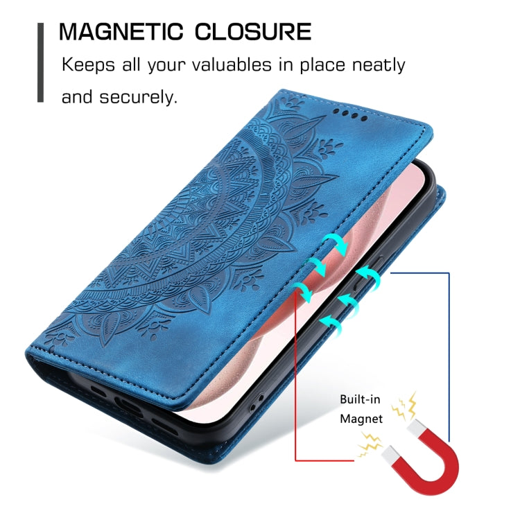 For iPhone 16 Pro Totem Embossed Magnetic Leather Phone Case(Blue) - iPhone 16 Pro Cases by buy2fix | Online Shopping UK | buy2fix