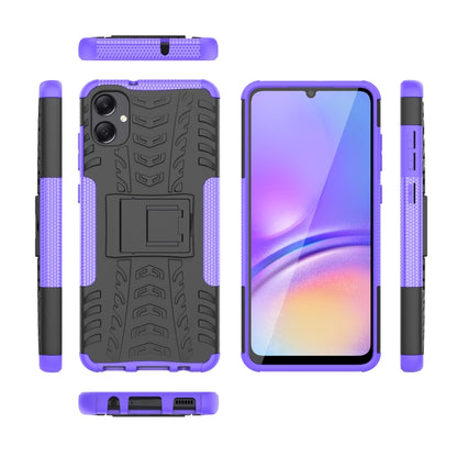 For Samsung Galaxy A05 4G Tire Texture TPU + PC Phone Case with Holder(Purple) - Galaxy Phone Cases by buy2fix | Online Shopping UK | buy2fix