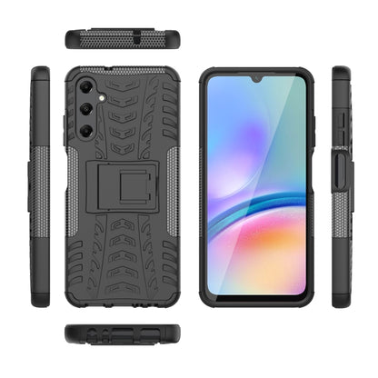 For Samsung Galaxy A05s Tire Texture TPU + PC Phone Case with Holder(Black) - Galaxy Phone Cases by buy2fix | Online Shopping UK | buy2fix