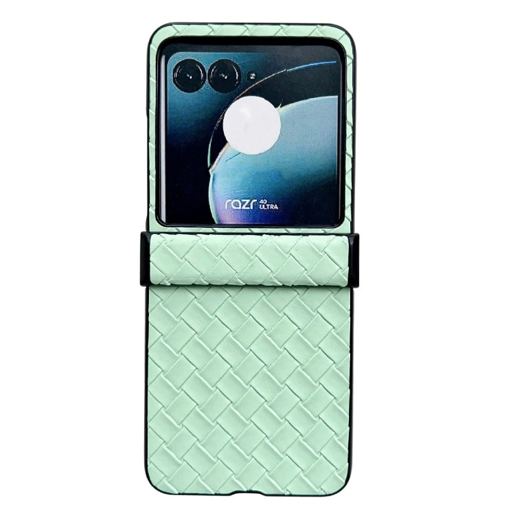 For Motorola Razr 40 Ultra Three-piece Set Woven Texture Folding PU Phone Case(Green) - Motorola Cases by buy2fix | Online Shopping UK | buy2fix