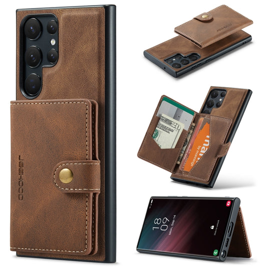 For Samsung Galaxy S24 Ultra 5G JEEHOOD J01 Retro Magnetic Detachable Wallet Phone Case(Brown) - Galaxy S24 Ultra 5G Cases by JEEHOOD | Online Shopping UK | buy2fix