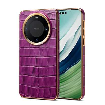 For Huawei Mate 60 Pro / Pro+ Denior Crocodile Texture Genuine Leather Electroplating Phone Case(Purple) - Huawei Cases by Denior | Online Shopping UK | buy2fix