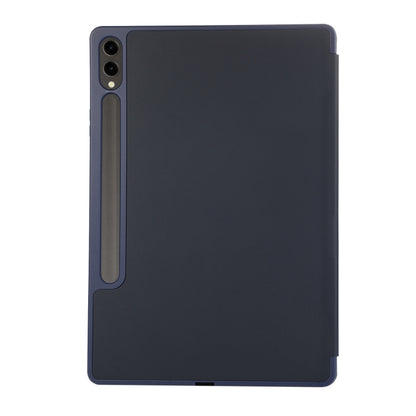 For Samsung Galaxy Tab S9+ 3-Fold Pure Color TPU Leather Tablet Case with Pen Slot(Dark Blue) - Galaxy Tab S9+ Cases by buy2fix | Online Shopping UK | buy2fix