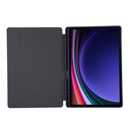 For Samsung Galaxy Tab S9+ 3-Fold Pure Color TPU Leather Tablet Case with Pen Slot(Dark Blue) - Galaxy Tab S9+ Cases by buy2fix | Online Shopping UK | buy2fix