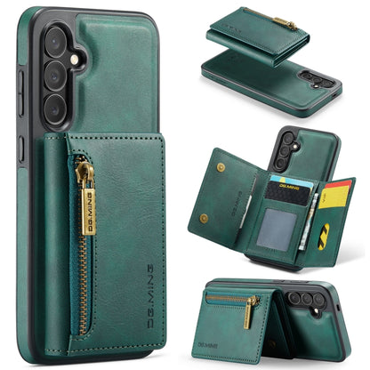 For Samsung Galaxy S24 FE 5G DG.MING M5 Series Zip RFID Multi Card Detachable Leather Phone Case(Green) - Galaxy S24 FE 5G Cases by DG.MING | Online Shopping UK | buy2fix