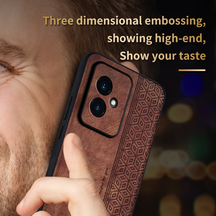 For Honor 100 AZNS 3D Embossed Skin Feel Phone Case(Brown) - Honor Cases by AZNS | Online Shopping UK | buy2fix