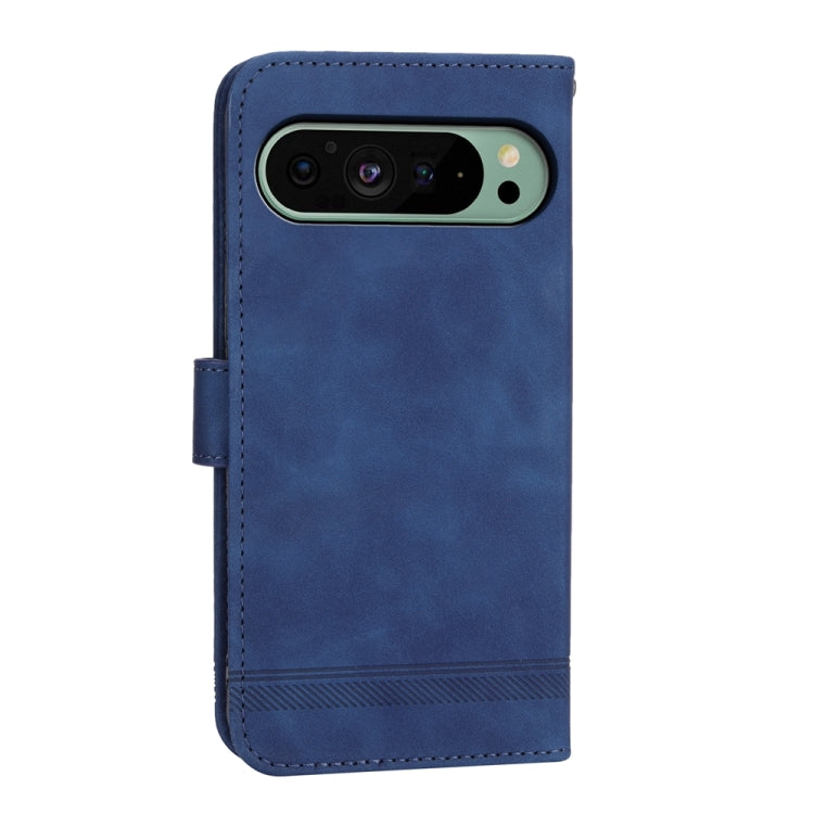 For Google Pixel 9 Dierfeng Dream Line TPU + PU Leather Phone Case(Blue) - Google Cases by buy2fix | Online Shopping UK | buy2fix