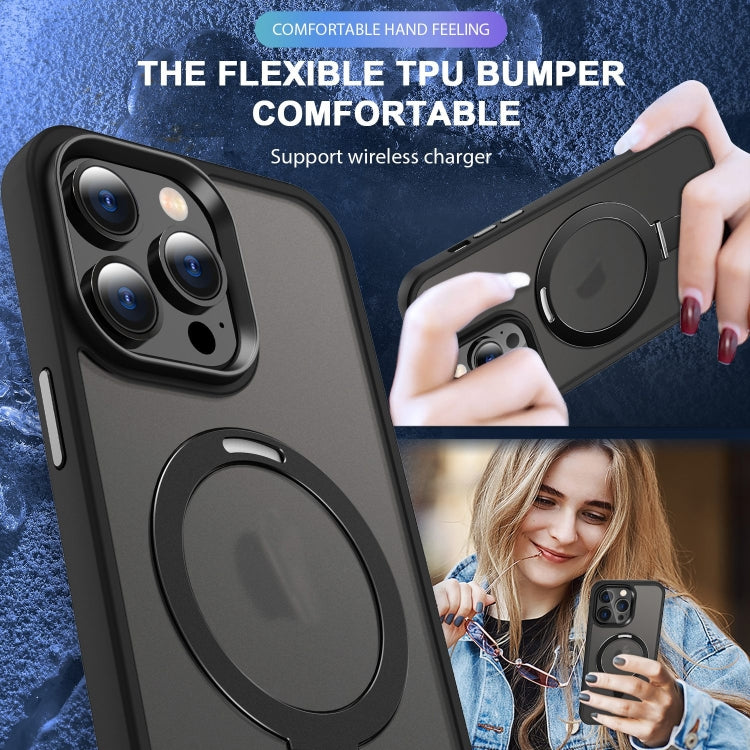 For iPhone 16 Pro Skin-feel MagSafe Holder PC Hybrid TPU Phone Case(Black) - iPhone 16 Pro Cases by buy2fix | Online Shopping UK | buy2fix