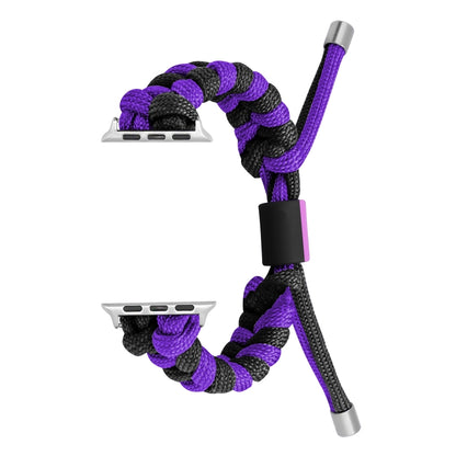 For Apple Watch Ultra 2 49mm Paracord Fishtail Braided Silicone Bead Watch Band(Black Purple) - Watch Bands by buy2fix | Online Shopping UK | buy2fix