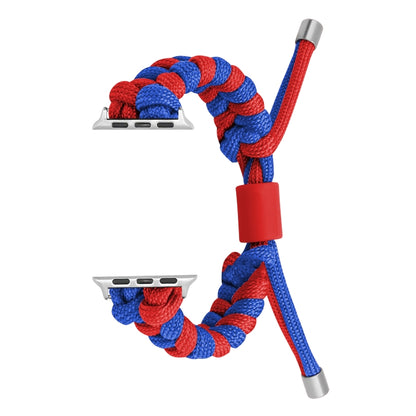 For Apple Watch Ultra 2 49mm Paracord Fishtail Braided Silicone Bead Watch Band(Blue Red) - Watch Bands by buy2fix | Online Shopping UK | buy2fix