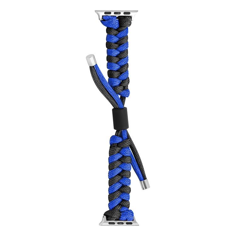 For Apple Watch Ultra 49mm Paracord Fishtail Braided Silicone Bead Watch Band(Black Blue) - Watch Bands by buy2fix | Online Shopping UK | buy2fix