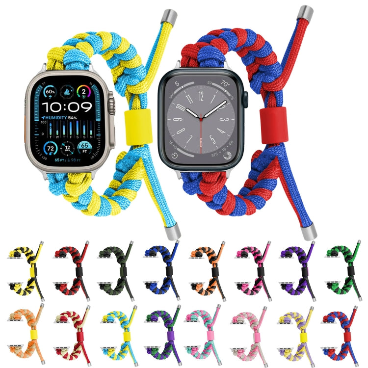 For Apple Watch Ultra 2 49mm Paracord Fishtail Braided Silicone Bead Watch Band(Purple Yellow) - Watch Bands by buy2fix | Online Shopping UK | buy2fix