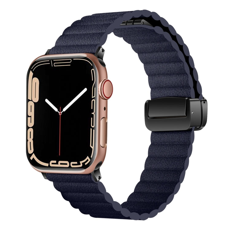 For Apple Watch SE 40mm Water Ripple Magnetic Folding Buckle Watch Band, Style: Bold Version(Indigo Blue) - Watch Bands by buy2fix | Online Shopping UK | buy2fix