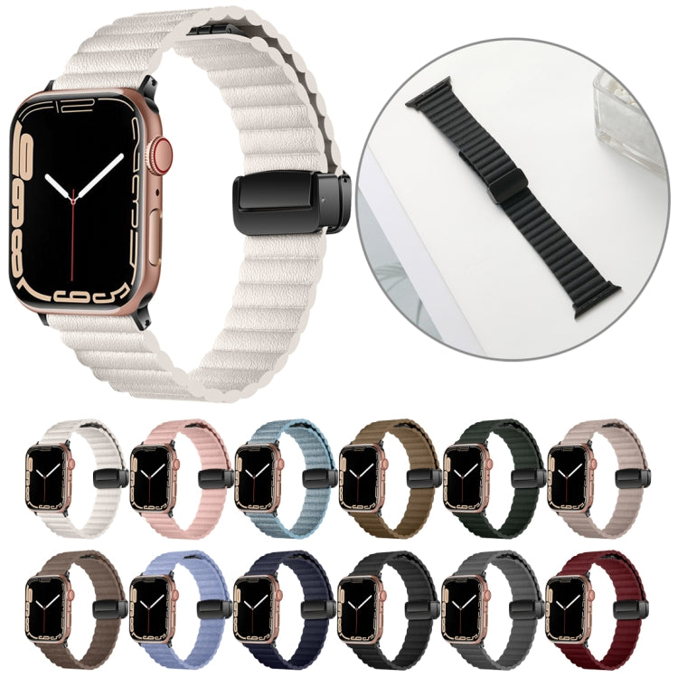 For Apple Watch SE 2023 44mm Water Ripple Magnetic Folding Buckle Watch Band, Style: Bold Version(Pink) - Watch Bands by buy2fix | Online Shopping UK | buy2fix