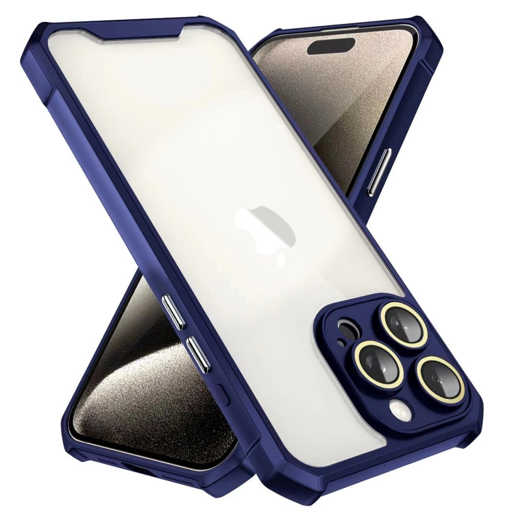 For iPhone 16 Pro Max Shockproof Acrylic Phone Case with Lens Glass Film(Blue) - iPhone 16 Pro Max Cases by buy2fix | Online Shopping UK | buy2fix