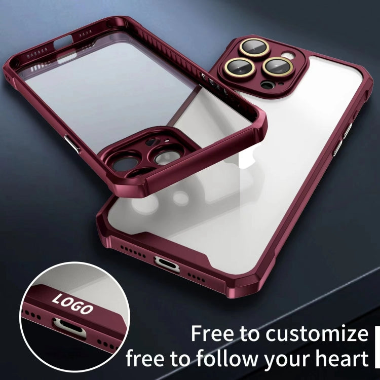 For iPhone 16 Pro Max Shockproof Acrylic Phone Case with Lens Glass Film(Wine Red) - iPhone 16 Pro Max Cases by buy2fix | Online Shopping UK | buy2fix