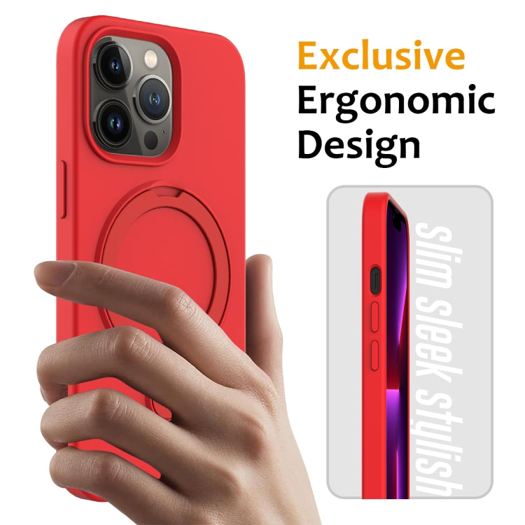 For iPhone 13 Pro Max MagSafe Magnetic Liquid Silicone Phone Case with Ring Holder(Red) - iPhone 13 Pro Max Cases by buy2fix | Online Shopping UK | buy2fix