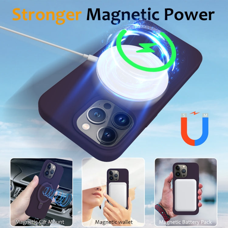 For iPhone 13 Pro Max MagSafe Magnetic Liquid Silicone Phone Case with Ring Holder(Purple) - iPhone 13 Pro Max Cases by buy2fix | Online Shopping UK | buy2fix