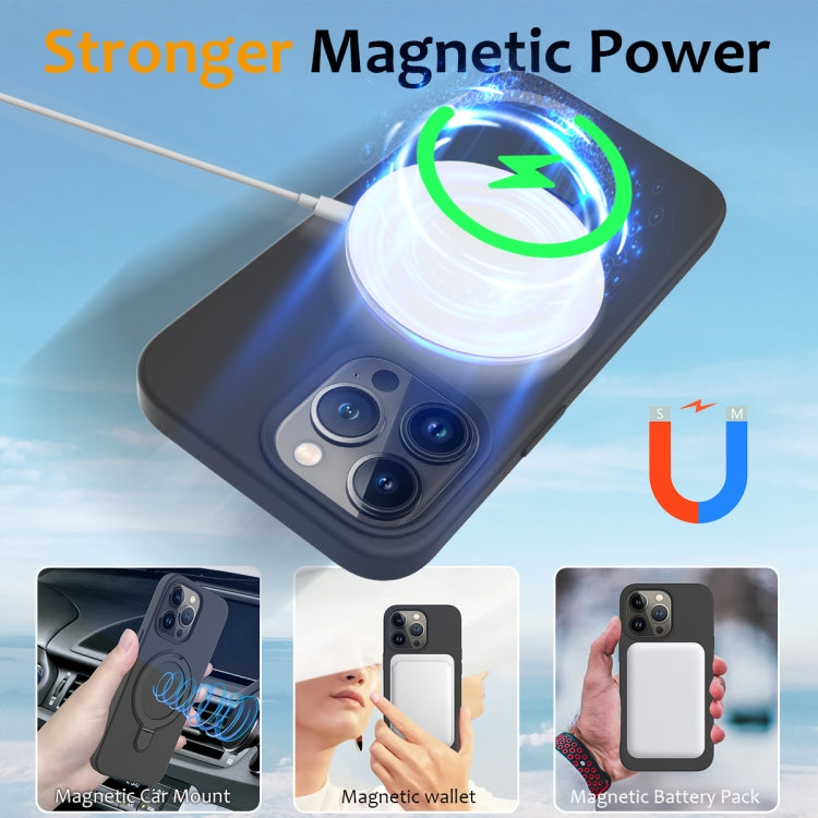 For iPhone 13 Pro MagSafe Magnetic Liquid Silicone Phone Case with Ring Holder(Carbon Black) - iPhone 13 Pro Cases by buy2fix | Online Shopping UK | buy2fix