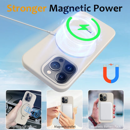 For iPhone 16 Pro Max Liquid Silicone MagSafe Magnetic Phone Case with Ring Holder(Antique White) - iPhone 16 Pro Max Cases by buy2fix | Online Shopping UK | buy2fix