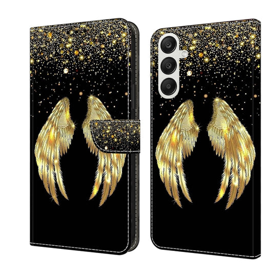 For Samsung Galaxy A25 5G Crystal 3D Shockproof Protective Leather Phone Case(Golden Wings) - Galaxy Phone Cases by buy2fix | Online Shopping UK | buy2fix