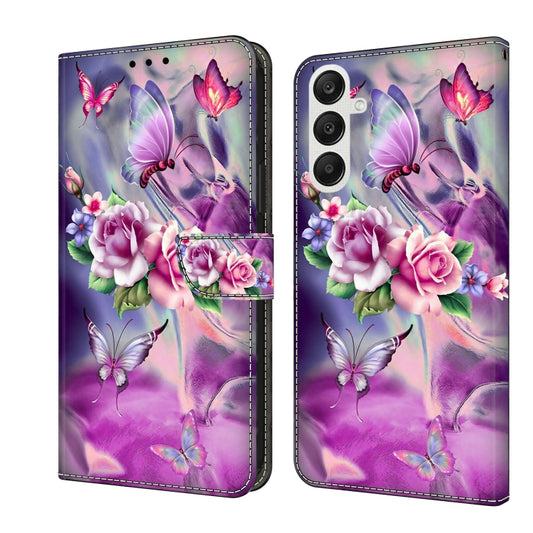 For Samsung Galaxy A55 5G Crystal 3D Shockproof Protective Leather Phone Case(Butterfly) - Galaxy Phone Cases by buy2fix | Online Shopping UK | buy2fix