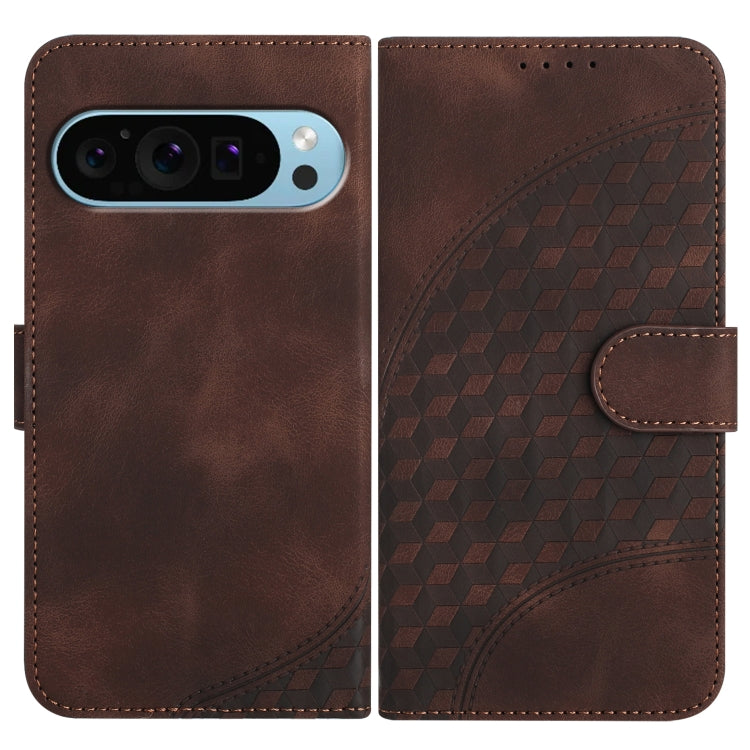 For Google Pixel 9 YX0060 Elephant Head Embossed Phone Leather Case with Lanyard(Coffee) - Google Cases by buy2fix | Online Shopping UK | buy2fix