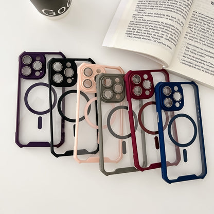 For iPhone 15 Pro Colorful Two-Color Lens Film MagSafe Magnetic Horn Acrylic+TPU Case(Blue) - iPhone 15 Pro Cases by buy2fix | Online Shopping UK | buy2fix