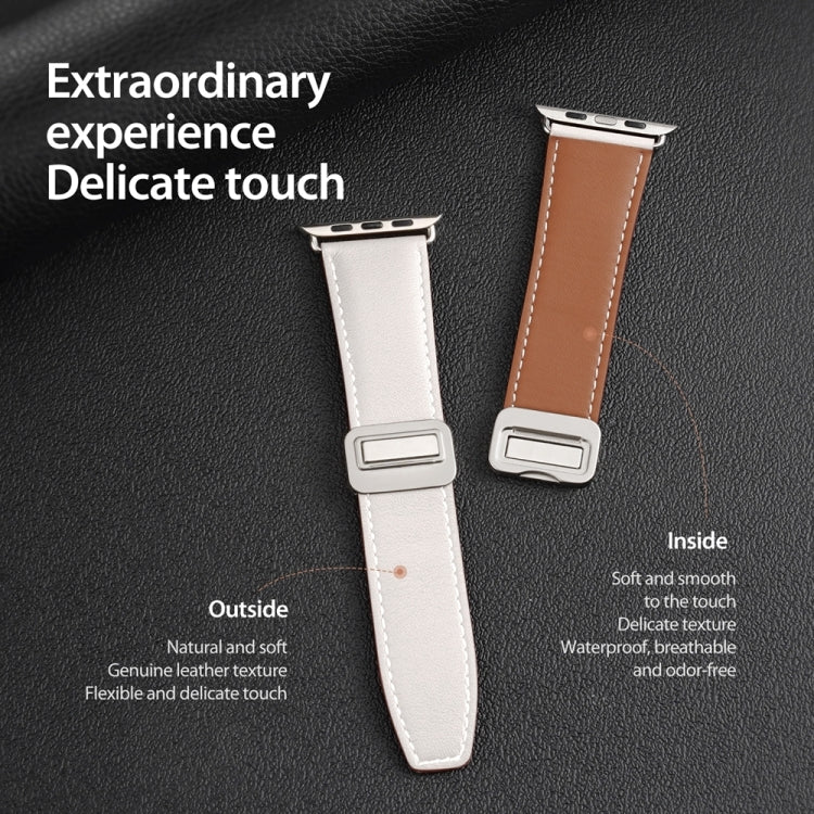 For Apple Watch Ultra 2 49mm DUX DUCIS YA Series Magnetic Buckle Genuine Leather Watch Band(White) - Watch Bands by DUX DUCIS | Online Shopping UK | buy2fix