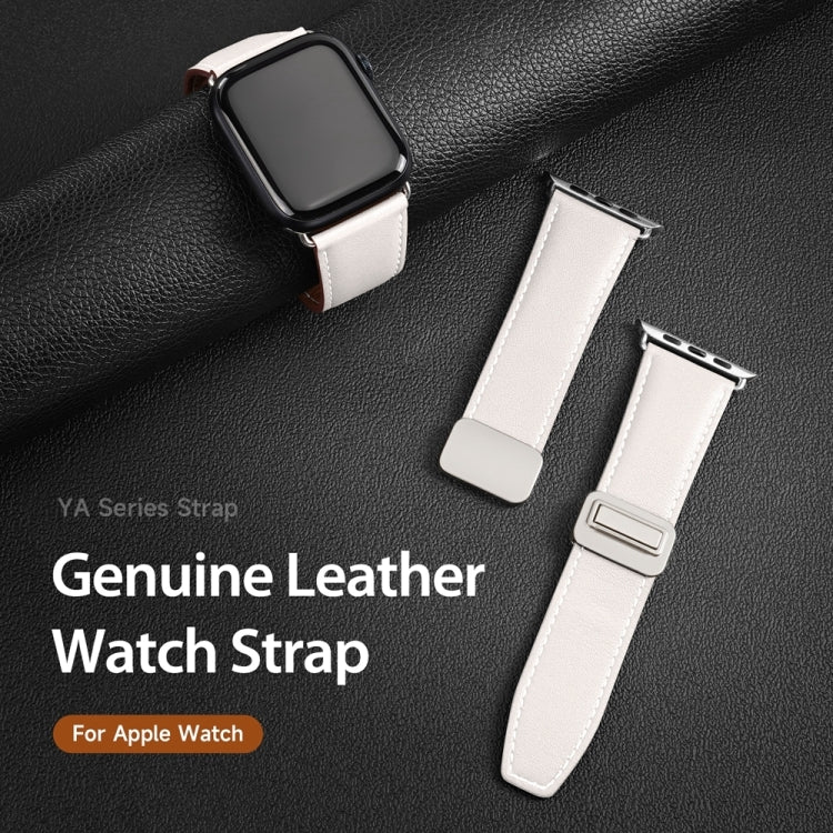 For Apple Watch Series 9 45mm DUX DUCIS YA Series Magnetic Buckle Genuine Leather Watch Band(White) - Watch Bands by DUX DUCIS | Online Shopping UK | buy2fix