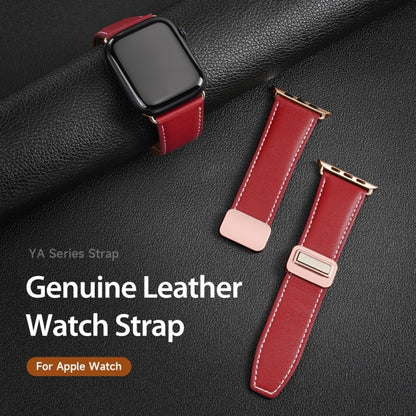 For Apple Watch Series 9 41mm DUX DUCIS YA Series Magnetic Buckle Genuine Leather Watch Band(Red) - Watch Bands by DUX DUCIS | Online Shopping UK | buy2fix