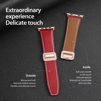 For Apple Watch Series 9 41mm DUX DUCIS YA Series Magnetic Buckle Genuine Leather Watch Band(Red) - Watch Bands by DUX DUCIS | Online Shopping UK | buy2fix