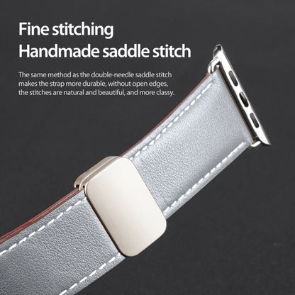 For Apple Watch Series 8 41mm DUX DUCIS YA Series Magnetic Buckle Genuine Leather Watch Band(Grey) - Watch Bands by DUX DUCIS | Online Shopping UK | buy2fix