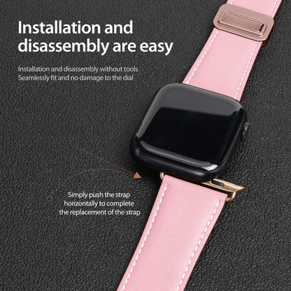 For Apple Watch Series 7 41mm DUX DUCIS YA Series Magnetic Buckle Genuine Leather Watch Band(Pink) - Watch Bands by DUX DUCIS | Online Shopping UK | buy2fix