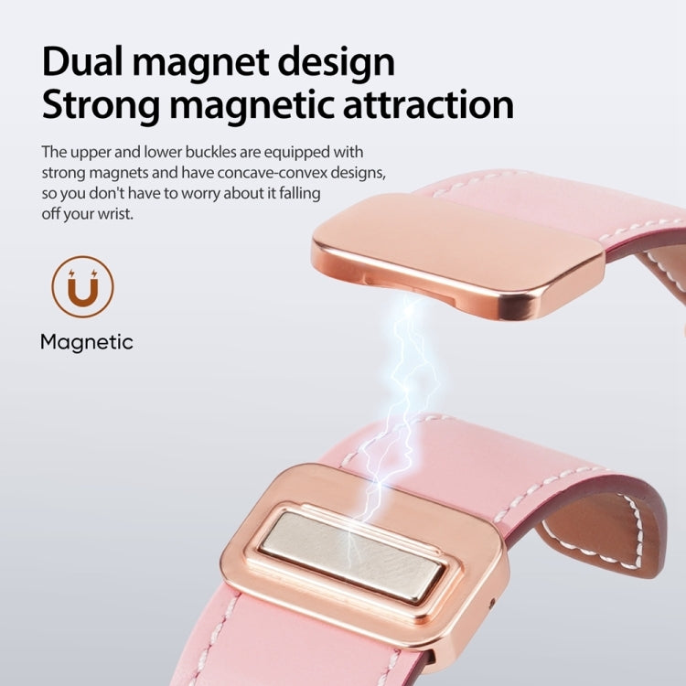 For Apple Watch Series 5 44mm DUX DUCIS YA Series Magnetic Buckle Genuine Leather Watch Band(Pink) - Watch Bands by DUX DUCIS | Online Shopping UK | buy2fix