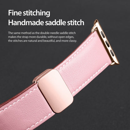 For Apple Watch Series 5 44mm DUX DUCIS YA Series Magnetic Buckle Genuine Leather Watch Band(Pink) - Watch Bands by DUX DUCIS | Online Shopping UK | buy2fix