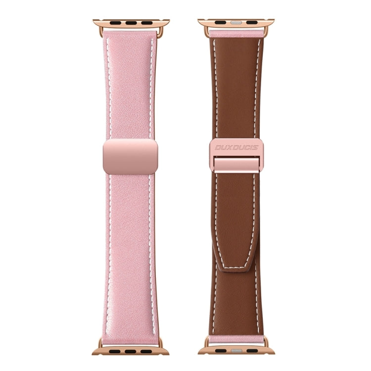 For Apple Watch 38mm DUX DUCIS YA Series Magnetic Buckle Genuine Leather Watch Band(Pink) - Watch Bands by DUX DUCIS | Online Shopping UK | buy2fix