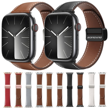 For Apple Watch Series 6 40mm DUX DUCIS YA Series Magnetic Buckle Genuine Leather Watch Band(Brown) - Watch Bands by DUX DUCIS | Online Shopping UK | buy2fix