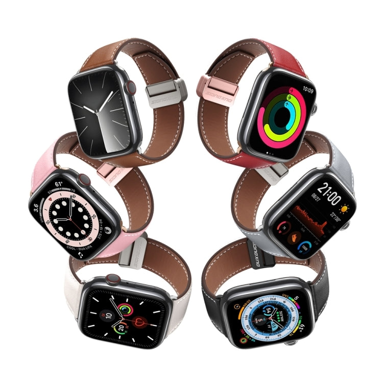 For Apple Watch Series 5 44mm DUX DUCIS YA Series Magnetic Buckle Genuine Leather Watch Band(Pink) - Watch Bands by DUX DUCIS | Online Shopping UK | buy2fix