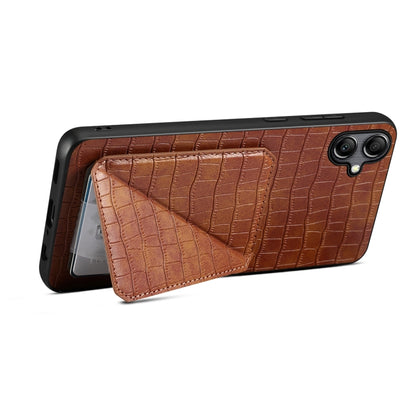 For Samsung Galaxy A20 / A30 Denior Imitation Crocodile Leather Back Phone Case with Holder(Brown) - Galaxy Phone Cases by Denior | Online Shopping UK | buy2fix