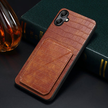 For Samsung Galaxy A31 Denior Imitation Crocodile Leather Back Phone Case with Holder(Brown) - Galaxy Phone Cases by Denior | Online Shopping UK | buy2fix