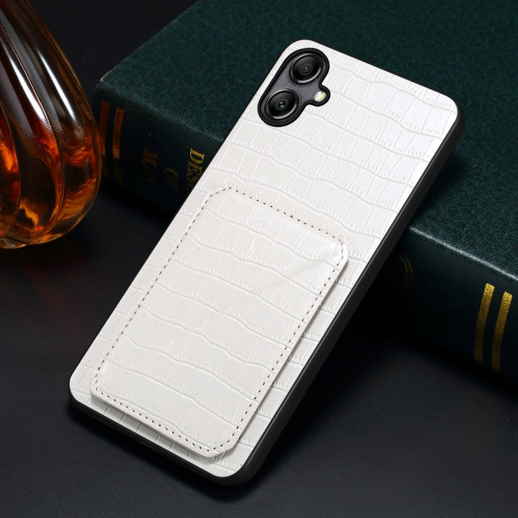 For Samsung Galaxy A31 Denior Imitation Crocodile Leather Back Phone Case with Holder(White) - Galaxy Phone Cases by Denior | Online Shopping UK | buy2fix