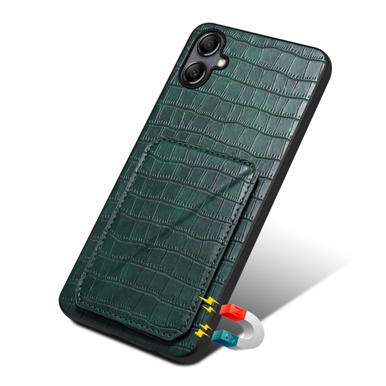 For Samsung Galaxy A33 Denior Imitation Crocodile Leather Back Phone Case with Holder(Green) - Galaxy Phone Cases by Denior | Online Shopping UK | buy2fix