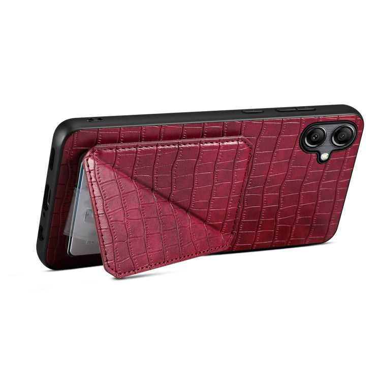 For Samsung Galaxy A33 Denior Imitation Crocodile Leather Back Phone Case with Holder(Rose Red) - Galaxy Phone Cases by Denior | Online Shopping UK | buy2fix