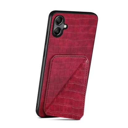 For Samsung Galaxy A52 4G / 5G Denior Imitation Crocodile Leather Back Phone Case with Holder(Rose Red) - Galaxy Phone Cases by Denior | Online Shopping UK | buy2fix