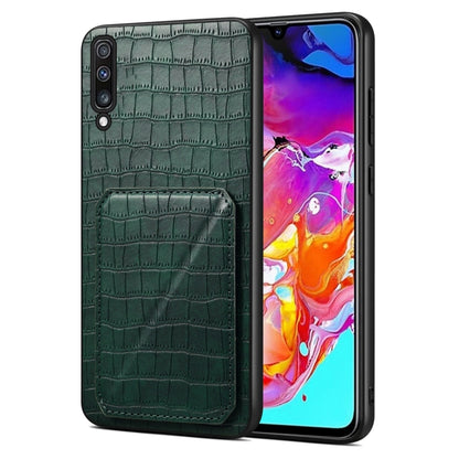 For Samsung Galaxy A70 Denior Imitation Crocodile Leather Back Phone Case with Holder(Green) - Galaxy Phone Cases by Denior | Online Shopping UK | buy2fix