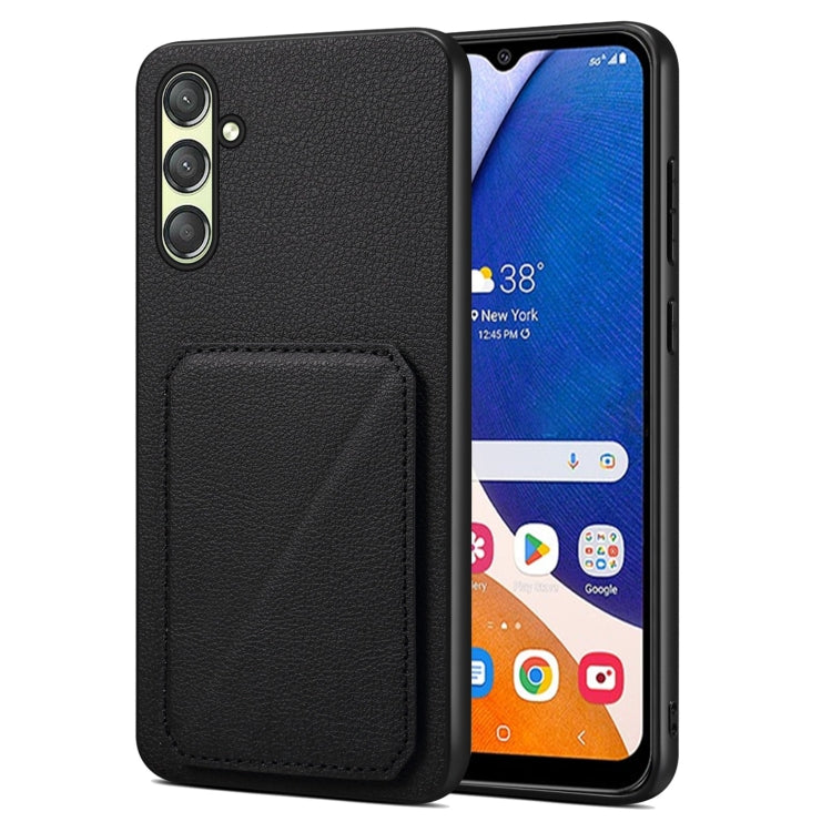 For Samsung Galaxy A14 5G / 4G Denior Imitation Calf Leather Back Phone Case with Holder(Black) - Galaxy Phone Cases by Denior | Online Shopping UK | buy2fix