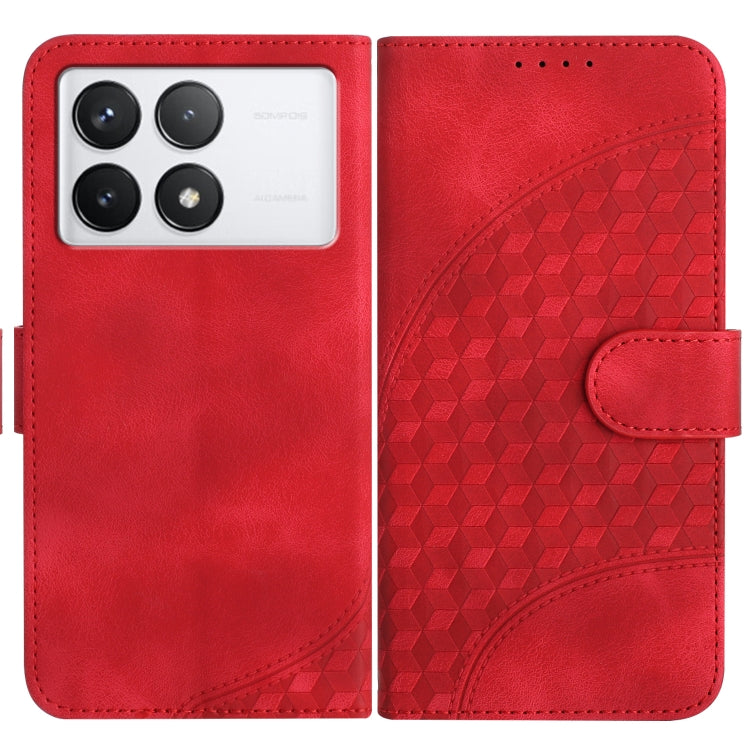 For Xiaomi Redmi K70E YX0060 Elephant Head Embossed Phone Leather Case with Lanyard(Red) - K70E Cases by buy2fix | Online Shopping UK | buy2fix