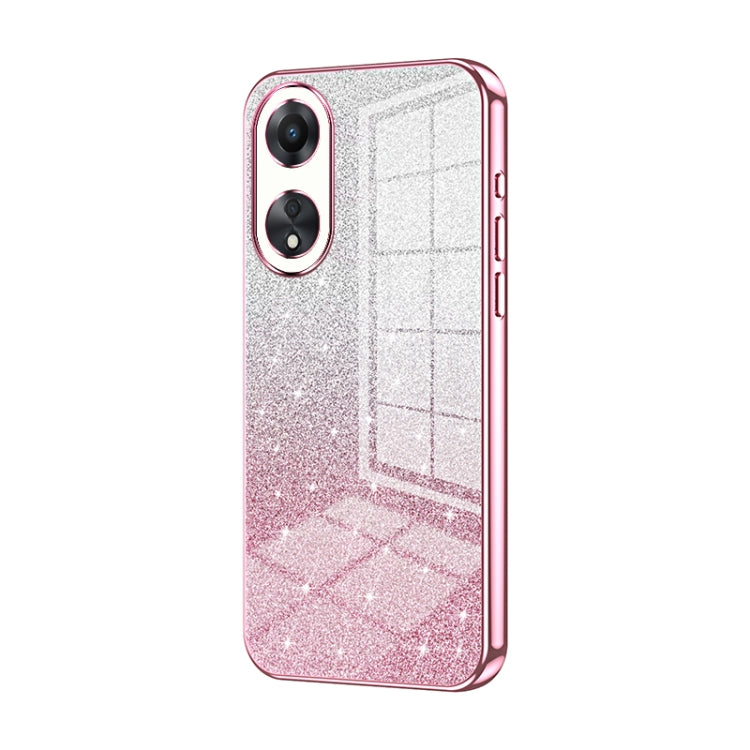 For OPPO A58 5G / A58x 5G Gradient Glitter Powder Electroplated Phone Case(Pink) - OPPO Cases by buy2fix | Online Shopping UK | buy2fix